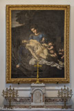 Chapelle Notre-Dame-de-Pitié <br> La Pietà du maître-autel demeure le tableau emblématique du sanctuaire. Il a remplacé en 1656 un panneau peint sur bois probablement au XVIe siècle, longtemps conservé. Copie de l'œuvre d'AnnibaI Carrache (1599-1600) actuellement à Naples, il a vraisemblablement été exécuté au Palais Farnèse par Pierre Mignard qui l'aurait vendu lors de son passage à Marseille et Aix, venant de Rome à l'automne 1656. La toile clouée au centre d’un retable classique en bois doré de style français a été déposée en 1898 dans l'église puis remise en place en 2015. Un tabernacle bleu empiétait sur sa partie basse et coupait le cadre qui en garde trace. Le groupe central du tableau a été copié sur plusieurs ex-voto.
