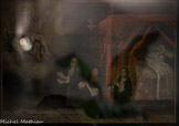 Chapelle Notre-Dame-de-Pitié <br> Famille priant Notre-Dame de Pitié pour la guérison d’une personne malade vers 1690 ? Bois. A gauche, Notre-Dame de Pitié, représentée à travers une Pietà, image de son humanité et de sa douleur à la descente de la croix.
