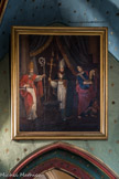 L’église Saint-Nicolas. <br> Le tableau représente St Eloi entouré de St Clair, patron des couturiers, et de Ste Marguerite, patronne des femmes mariées. Il est quasi certain que ce tableau, toujours conservé dans l'église mais certainement en partie repeint, corresponde à l'œuvre d'Honoré Caron de st Mitre. Bien qu'aucune autre toile ne soit malheureusement connue aujourd'hui, il convient de le considérer comme un peintre local relativement médiocre.
