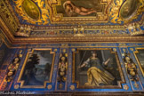 Le château de Cormatin. <br> Le cabinet de Sainte Cécile. Tout autour de la salle, sont représentées les allégories des quatre vertus  cardinales. La Justice avec le glaive et la balance.