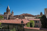 Cluny. <br> Le Clocher de l’Eau Bénite, le petit Clocher de l’Horloge, la façade du Pape Gelase, la tour des Fromages.