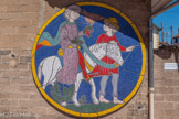 Le départ de l'enfant prodigue. Reproduction en mosaïque d'un vitrail de la cathédrale de Bourges.
