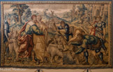 Tenture de l’histoire de Jacob.
Martin Reymbouts, Bruxelles, début 17e siècle. D'après la Genèse, premier livre de la Bible, Jacob est le fils cadet d'Isaac et de Rébecca et le petit-fils d’Abraham. Il est le père de douze fils qui seront les fondateurs légendaires des douze tribus d'Israël. C'est un des patriarches de la Bible. l aurait vécu entre le XVIIe et le XVe siècle avant JC. Son histoire est racontée dans le livre de la Genèse. Jacob vient de l’hébreux Ya’aqov qui signifie « Dieu protège » et a donné le prénom Jacques.