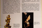 Ses successeurs sont Jean sans Peur, assassiné au Pont de Montereau en 1419, et Philippe le Bon qui, pour venger la mort de son père, met en péril la monarchie française au cours des guerres civiles, entre les Armagnacs et les Bourguignons. Ces derniers sont alliés aux Anglais, qui, au traité de Troyes de 1420, réussissent à faire désigner le roi d'Angleterre comme héritier de la couronne de France. En 1435, le duc Philippe le Bon fait la paix avec le roi de France Charles VII à Arras. La cour de Philippe le Bon, protecteur éclairé de nombreux artistes est une des plus brillantes et fastueuses de son époque : s'y croisent les peintres van Eyck, van der Weyden, Henri Bellechose et les musiciens Guillaume Dufay et Gilles Binchois.
Portrait de Marie de Bourgogne, attribué à Michaël Pacher, vers 1470/1480.
Reliquaire de Charles le Téméraire, en or, vermeil et émaux, commandé en 1467 à Gérard Loyet pour la Cathédrale de Liège. Trésor de la Cathédrale de Liège.