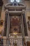 Eglise de San Bartolomeo des Arméniens. Le Sacré Coeur, de M. Traverso, XXe. Dans le médaillon, Saint Paul l'Apôtre, patron des Barnabites dont le véritable nom est : Clercs Réguliers de Saint Paul et qui ont remplacé les Moines Arméniens en 1656.