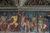 Villa del Principe. Palais d'Andrea Doria.<br> La Loggia des Héros. Les décorations représentent le lignage des Doria et glorifient de manière explicite son prestige et sa valeur en associant les grands hommes de la famille aux célèbres héros romains. Ansaldo, vainqueur des Maures en Espagne (1147); Oberto, le héros de la bataille de Meloria contre les Pisans (1284); Lamba, le vainqueur des Vénitiens à Korcula (1298); Rosso, amiral de Federico II; Odoardo,