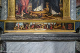 Église Santa Maria di Castello. Dans la pradelle, Complainte du Christ entres les saintes Marguerite d'Antioche avec le dragon et Catherine de Sienne avec la roue et la palme du martyr.