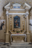 Lerma. <br> La Vierge du Rosaire, Anton Maria Maragliano, bois sculpté, vers 1700. cette sculptute présente  les caractéristiques de Maragliano, qui sont une composition mouvementée, un drapé tourmenté et la grâce des personnages et des visages.