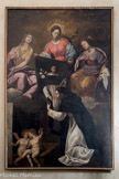 Lerma. <br> La toile représente la Vierge avec, à ses côtés, Saintes Catherine et Marie-Madeleine, et qui présente à un dominicain le tableau, miraculeusement apparu à Soriano Calabro, du portrait de saint Dominique Guzman ( fondateur en 1215 de l'ordre des Frères prédicateurs) qui tient entre ses bras le livre de ses premières constitutions. Date et auteur inconnus.