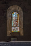 <strong>Saint-Laurent-des-Arbres</strong> <br> L'église fortifiée. En bas, la viile, au milieu, le martyre de saint Laurent, en haut, des soldats romains devant un temple.