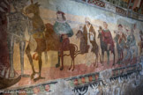Chapelle saint Sébastien à Roubion. <br> et en face, la série des vices, avec sept personnages.