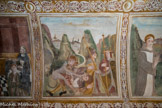 Chapelle Saint Sébastien de Roure. <br> Un groupe de pélerins est attaqué par un démon.  Quand le christianismre se développe, les anciennes divinités sont réduites au rang de figures démoniaques. Bernard de Menthon, au Xe siècle, va les combattre et les exorciser.