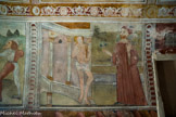 Chapelle Saint Sébastien de Roure. <br> Une certaine Irène, veuve du martyr Castulus, s’aperçoit qu’il est encore en vie. Elle le détache, l’amène chez elle et le soigne avec dévouement. Sébastien, guéri, va rapporter les flèches à Dioclétien, et, une nouvelle fois, Sébastien est arrêté et condamné à mort.