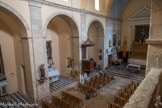 L'église de Saint-Martin-de-Pallières. Vue de la tribune d’où M. de Laurens et sa famille assistaient aux offices. Cette tribune fut construite en même temps que la chapelle, qui devint ensuite l'église.