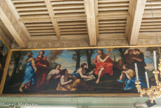 <center>Le palais de justice.</center>Apollon avec sa lyre et les neuf muses : Clio, Euterpe, Thalie, Melpomène, Terpsichore, Erato, Polymnie, Uranie, Calliope.