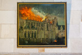 <center>La Cathédrale Saint-Pierre Saint-Paul. </center> Tableau d'E. Bertreux « La Cathédrale en feu », évocation de l'incendie de janvier 1972