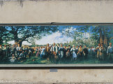 <center>Fresque des acadiens. </center> Leur arrivée sur le territoire Américain.