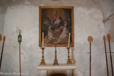 <center>Chapelle Notre-Dame-des-Anges.</center>La Vierge et Jésus remettant le rosaire à saint Dominique de Guzman et à sainte Catherine de Sienne du XVIIIe.