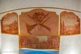 <center>Le château de Saumane. </center> Chambre du marquis de Sade. Fresques refaites par les Creuzet.