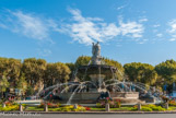 La place (100m de diamètre) est créée entre 1840 et 1850. En 1860, est réalisée la fontaine de la Rotonde sur les plans des ingénieurs Tournadre et Sylvestre. Hauteur 12m, bassins de 32, 15 et 8m de diamètres, surmontés de 3 statues: la Justice, l'Agriculture et les Beaux-Arts. Piédestal à dauphins, lions et puttis chevauchants des cygnes