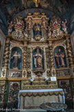 L’église Notre-Dame-des-Anges. <br> Au centre sont visibles saint Eloi et saint François Xavier, à gauche sainte Eulalie (en haut, dans un médaillon) et saint Antoine de Padoue, et à droite sainte Julie (en haut, dans un médaillon) et saint Antoine l'ermite. Au-dessous, médaillons représentant la tentation miracles de St-Antoine au désert et St-Antoine de Padoue prêchant aux poissons.