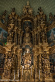 L’église Notre-Dame-des-Anges. <br> Retable du maitre-autel. A gauche : tête du Christ, Saint Paul, Saint Jacques, Saint Jude, la Charité. Au dessus du tabernacle, le roi David, puis Notre-Dame de l'Assomption, Saint Pierre, Dieu le Père. A droite : tête de la Vierg, Saint André, Saint Philippe, saint Simon, la Justice.