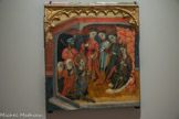 Musée Hyacinthe Rigaud. <br> Maître d’Albocàsser (école Valencienne)
Sainte Ursule demandée en mariage vers 1400-1420.
Peinture à la détrempe et fond d’or sur bois. Œuvre récupérée à la fin de la Seconde Guerre mondiale, déposée en 1952 par le musée du Louvre ; en attente de sa restitution à ses légitimes propriétaires ; MNR (Musées Nationaux Récupération).