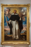 Musée Hyacinthe Rigaud. <br> Antoine Guerra, dit le jeune.
(Perpignan, 1666-1711)
Saint Elme, protecteur du commerce .maritime, 1701.
Huile sur toile.
À deux reprises au cours de leur histoire les consuls de Mer de Perpignan vont commander des œuvres de prestige dédiées à Saint Elme, le saint protecteur des marins devenu par extension le saint patron des commerçants. Après la commande du Retable de la Trinité (1489), en 1701 est passée commande à Antoine Guerra le jeune d'une imposante toile dédiée à Pierre Elme Gonzalez, dominicain espagnol du XIIIe siècle qui consacra sa vie à l’évangélisation des marins. Béatifié huit ans après sa mort, les marins l’invoquèrent sous le nom de saint Elme. Antoine Guerra le jeune montre ici pleinement la mesure de son talent: l’ampleur de la composition, la finesse des coloris et la perfection du dessin font de cette œuvre un de ses chefs-d’œuvre.