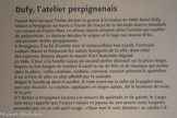 Musée Hyacinthe Rigaud. <br> Dufy, l’atelier perpignanais
Fuyant Nice lorsque l’Italie déclare la guerre à la France en 1940, Raoul Dufy trouve à Perpignan un havre à l’écart du fracas de la Seconde Guerre mondiale car encore en France libre. Le climat réputé clément attire l’artiste qui souffre de polyarthrite. Le docteur Nicolau le soigne et le loge rue Jeanne d’Arc, son premier atelier perpignanais.
À Perpignan, il se lie d’amitié avec le violoncelliste Pau Casais, l’écrivain Ludovic Massé et fréquente les salons bourgeois de la ville, dont celui des Lazerme, devenu depuis le musée d’art Hyacinthe Rigaud.
En 1946, il loue à la famille Sauvy un second atelier donnant sur la place Arago. Depuis ce lieu baigné de lumière il saisit la vie de fête et de musique qui anime alors la place: cobla catalane, sardane, carnaval, concert animent le quotidien d’un artiste de plus en plus affaibli par la maladie.
Malgré le handicap dont il souffre, le trait court sur la toile ou le papier avec une rare vivacité. La couleur, appliquée en larges aplats, dit le bonheur de vivre et la joie.
Si 1'Atelier à Perpignan incarne cet univers de quiétude et de gaieté, le Cargo noir nous rappelle que l’aspect solaire et joyeux de son œuvre reste