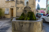 Saint Didier.<br> La Fontaine. Elle est composée d'un fût surmonté d’une panse arrondie, situé au centre d’un bassin hexagonal à pans coupé. Ces décors sont représentatifs du groupe esthétique fontaines d’alors. Le bassin est de la même époque que la partie centrale. Le regard, « truel » en provençal, est fermé par une porte métallique. Les tuyaux, appelé canons, jets ou bourneaux, sont ornés de mascarons, mufles grimaçants crachant de l’eau.
Jusqu'au début du XXe siècle, une girouette de fer coiffe l'édifice. Dans les mêmes années, pour faciliter le passage, le lavoir, primitivement situé sur la gauche de la fontaine, est déplacé pour trouver sa place actuelle.