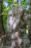 <center>Quatrième jour : Tavera. </center> Statue menhir de Tavera. La destination des statues-menhirs est un véritable problème sur lequel les chercheurs se penchent actuellement. Celle de Tavera se situait au passage d’un col, dominant le cours de la Gravona. La proximité de l’axe de communication entre la plaine et la montagne permet de penser que la statue- menhir de Tavera a été dressée sur ce lieu en raison de son importance stratégique. On pourrait ainsi l’identifier à une herma, terme grec désignant autrefois la borne qui jalonnait les routes et les frontières, et également la rapprocher du culte antique d’Hermès, Dieu des voyageurs et du bornage.