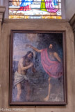 <center>Jour 4. Église paroissiale Sainte-Marie.</center>Baptême du Christ. Christ debout à gauche du tableau, les bras croisés sur la poitrine, saint Jean-Baptiste à droite, une jambe en avant.